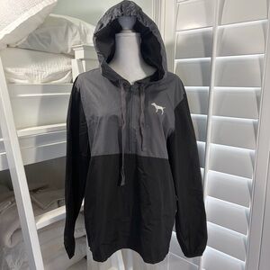 Victoria's Secret PINK Black & Gray Hooded Anorak Windbreaker Jacket